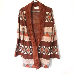 Tribal Print Orange Cardigan/ HERALD HOUSE